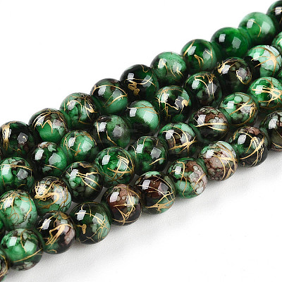 Baking Paint Glass Beads Strands DGLA-N003-6mm-B09-1