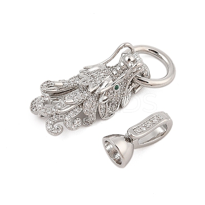 Brass Micro Pave Cubic Zirconia Fold Over Clasps KK-L223-003P-1