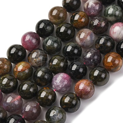 Natural Multicolor Tourmaline Beads Strands G-K402-A01-10mm-1