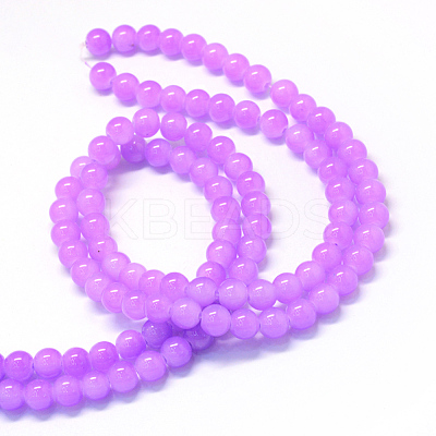 Baking Paint Imitation Jade Glass Round Bead Strands X-DGLA-Q021-10mm-44-1