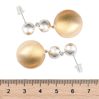 Round Brass Dangle Stud Earrings for Women EJEW-U055-24GP-1