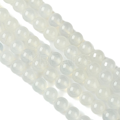 Natural White Agate Round Beads Strands G-N0151-10-10mm-1
