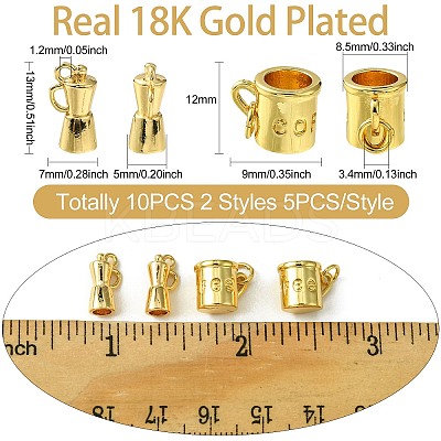 10Pcs 2 Style Brass Pendants KK-CJ0002-14-1