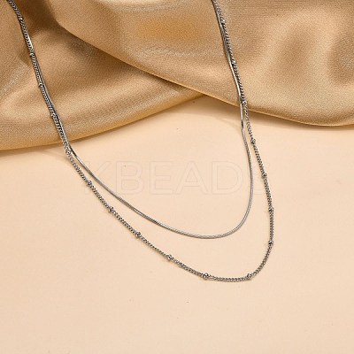 Non-Tarnish 304 Stainless Steel Double-Layer Necklace LS-NJEW-Q321-01P-1