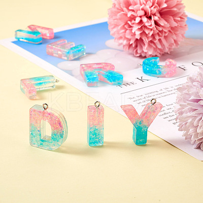 26Pcs 26 Style Transparent Epoxy Resin Pendants CRES-TA0001-13-1