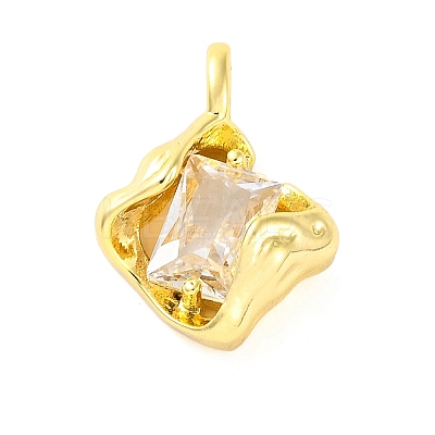 Brass Pave Clear Cubic Zirconia Pendants KK-Z051-01G-03-1