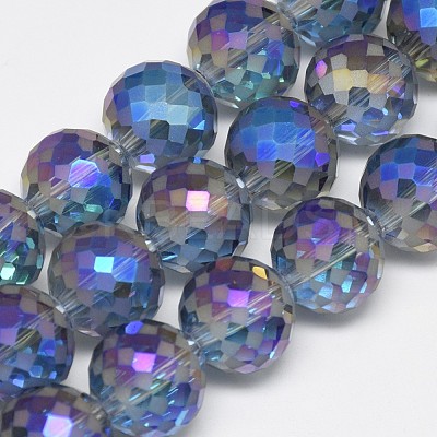 Electroplate Glass Beads Strands EGLA-Q086-12mm-03-1