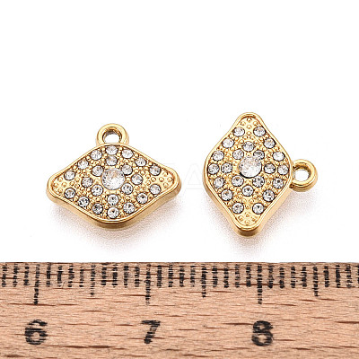304 Stainless Steel Rhinestone Charms STAS-N110-39G-1