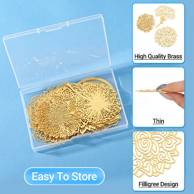 24Pcs 12 Styles Brass Filigree Big Pendants KKC-TA0001-05-1