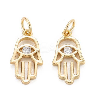 Brass Clear Cubic Zirconia Charms ZIRC-C024-11G-1