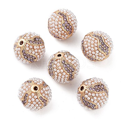 Golden Plated Alloy Rhinestone Beads FIND-E046-13G-02-1