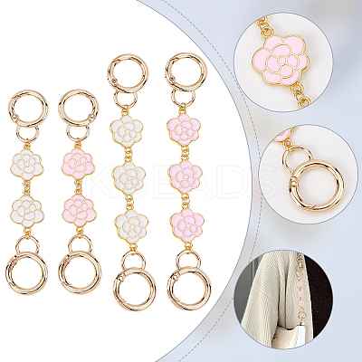 2 Sets 2 Style Alloy Enamel Flower Link Bag Strap Extenders FIND-WR0006-31-1