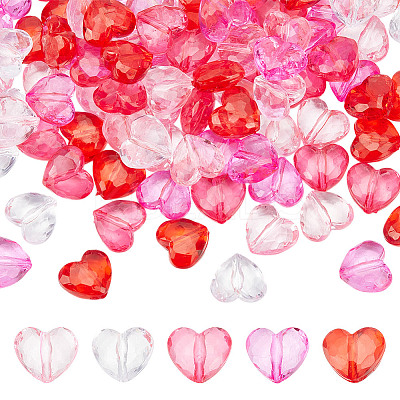 100Pcs 5 Colors Transparent Acrylic Beads TACR-HY0001-06-1