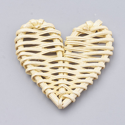 Handmade Spray Painted Reed Cane/Rattan Woven Beads X-WOVE-N007-06F-1