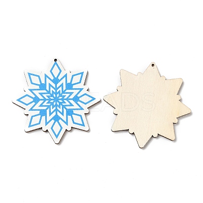 Single Face Christmas Printed Wood Big Pendants WOOD-D025-11-1