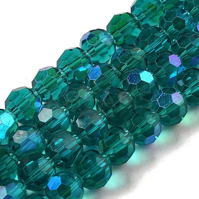 Electroplate Transparent Glass Beads Strands EGLA-A035-T8mm-L12-1