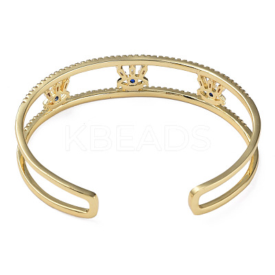 Cubic Zirconia Evil Eye Open Cuff Bangle BJEW-N012-038-1