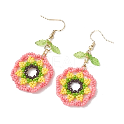 3 Pairs 3 Colors Glass Seed Beaded & 304 Stainless Steel Dangle Earrings EJEW-MZ00719-1