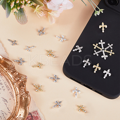 60Pcs 6 Styles Alloy Rhinestone Cabochons MRMJ-SC0001-17-1