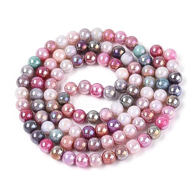 Electroplate Opaque Glass Beads Strands EGLA-T026-8mm-05F-1
