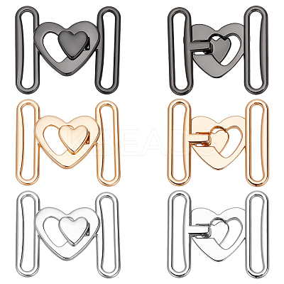 6Pcs 3 Colors Heart Alloy Belt Strap Buckles FIND-WR0010-57-1