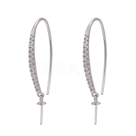 Anti-Tarnish Rhodium Plated 925 Sterling Silver Micro Pave Cubic Zirconia Earring Hooks STER-F041-88P-1