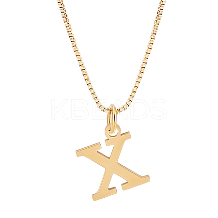 1pc Brass Chain & 304 Stainless Steel Letter Pendant Necklaces NJEW-LP0001-40C-G-1