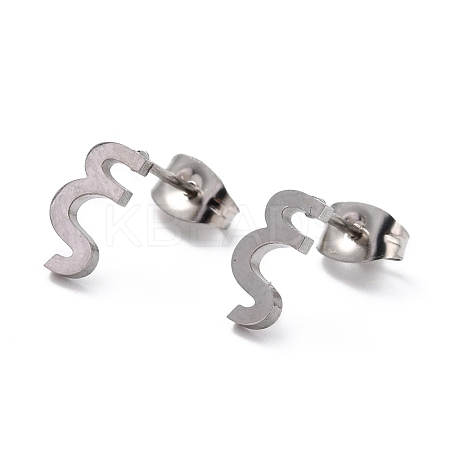Tarnish Resistant 304 Stainless Steel Greek Alphabet Stud Earrings STAS-D007-07P-22-1