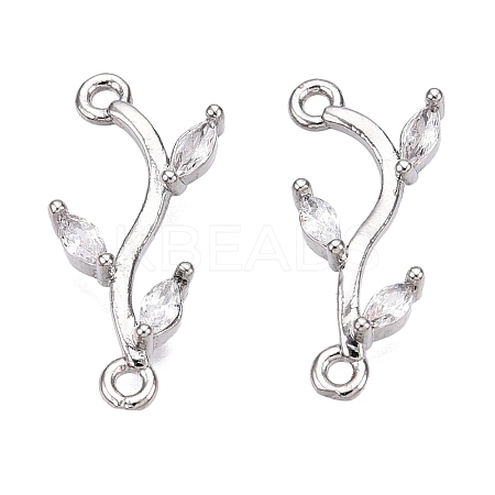 Brass Clear Cubic Zirconia Branch Links Connectors X-KK-S359-156P-RS-1