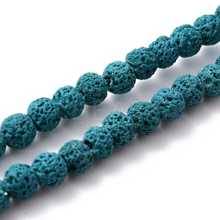 Natural Lava Rock Round Bead Strands G-I124-6mm-09-1