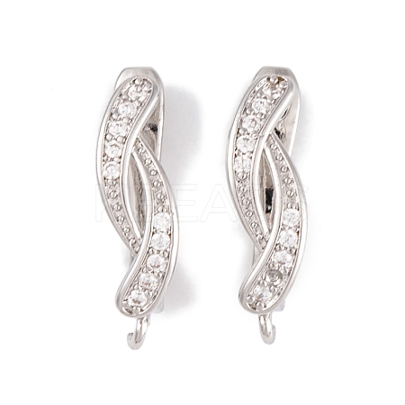 Rack Plating Brass Cubic Zirconia Hoop Earring Findings KK-S374-04P-05-1