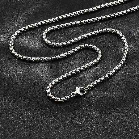 Non-Tarnish 304 Stainless Steel Box Chain Necklaces NJEW-O110-05I-P-1