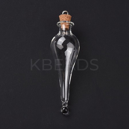 Teardrop Glass Cork Bottle Big Pendants LS-AJEW-A041-01B-1