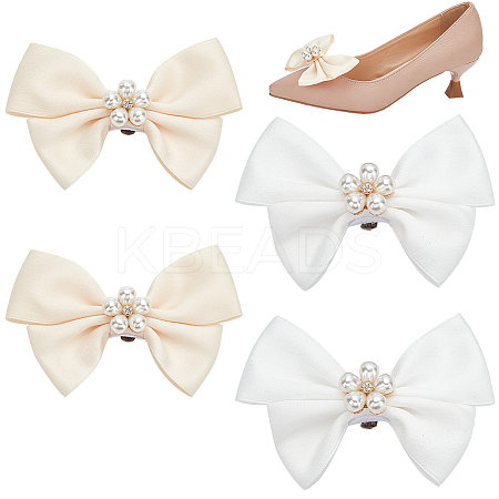 2 Pairs 2 Colors Polyester Bowknot Bridal Shoe Decoration DIY-PH0020-72-1
