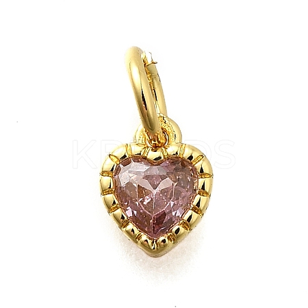 Brass Micro Pave Cubic Zirconia Charms KK-P295-14G-01-1