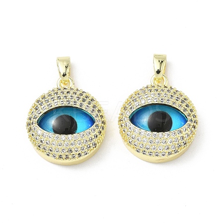 Printed Brass Micro Pave Cubic Zirconia with Glass Pendants KK-Z134-17G-03-1