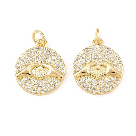Brass Micro Pave Cubic Zirconia Pendants KK-C162-040G-1