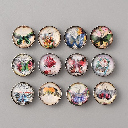 Platinum Plated Brass Jewelry Snap Buttons BUTT-WH0050-B01-1