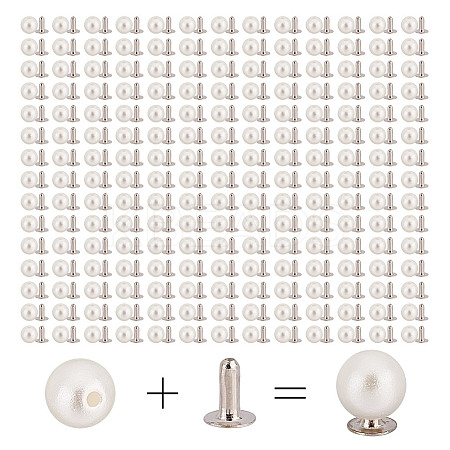 200 Sets ABS Plastic Imitation Pearl Rivet Studs KY-GO0001-06A-1