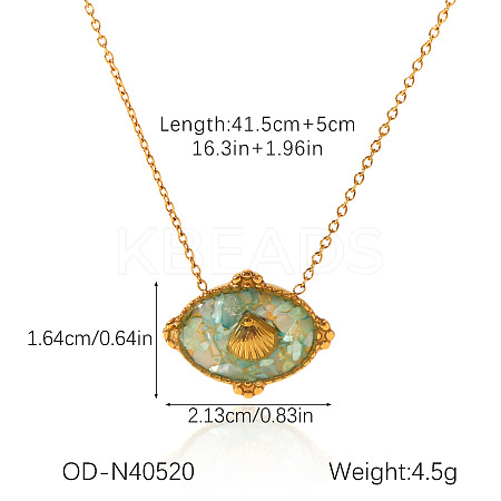 Ocean Natural Shell  Resin Pendant 304 Stainless Steel Cable Chain Necklaces for Women WGEB2E9-03-1