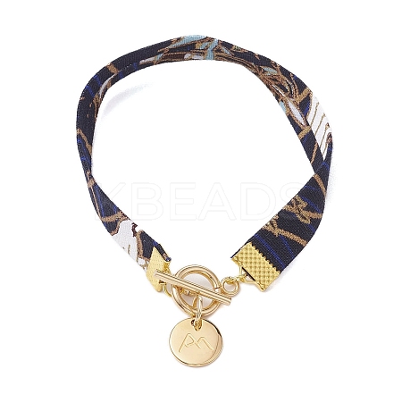 Ethnic Style Polyester Leaf Printed Ribbon Bracelets BJEW-JB10495-02-1