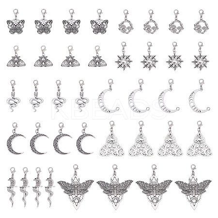 40Pcs 10 Styles Alloy Pendant Decoration HJEW-HY00058-1
