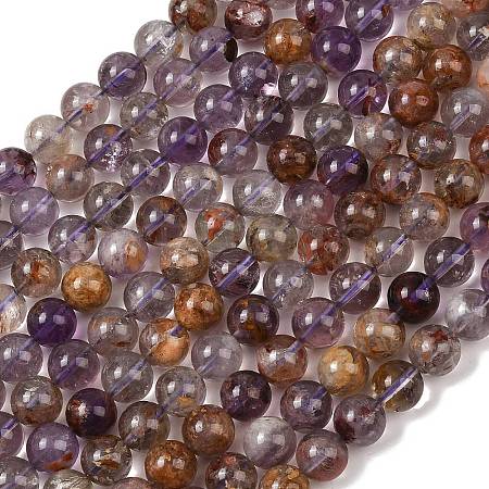 Natural Purple Phantom Quartz Lodolite Quartz Beads Strands G-R446-10mm-01A-1