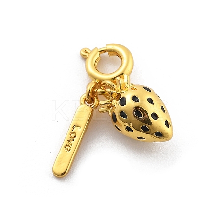 Brass Enamel Fruits Pendant Decoration HJEW-P020-01B-G-1