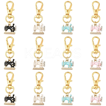 12Pcs 4 Style Alloy Enamel Pendant Decorations HJEW-YW00158-1