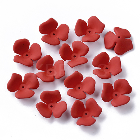 3-Petal Spray Painted Acrylic Bead Caps MACR-N007-01A-1