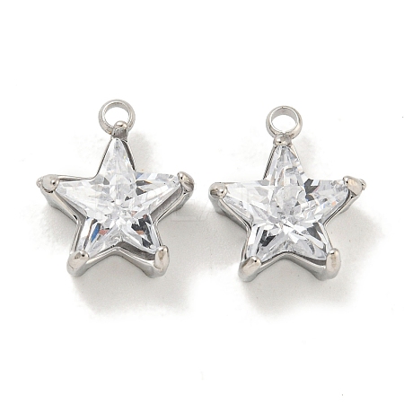 304 Stainless Steel Cubic Zirconia Pendants STAS-L278-008P-1