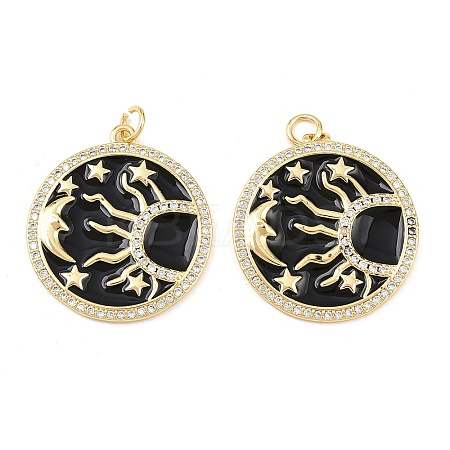 Brass Enamel Cubic Zirconia Pendants KK-L251-23G-02-1