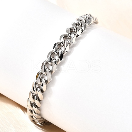 304 Stainless Steel Cuban Chain Bracelets for Men BJEW-B140-06D-1