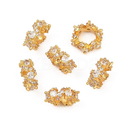 Heartbeat Brass Micro Pave Clear Cubic Zirconia European Beads CU-CBA6A75-22G-1